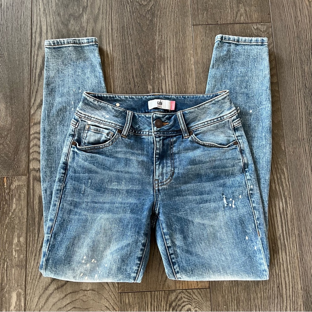 CABI #5492 Cinch Skinny Acid Wash Skinny Denim Jeans Size 4 - Picture 6 of 11